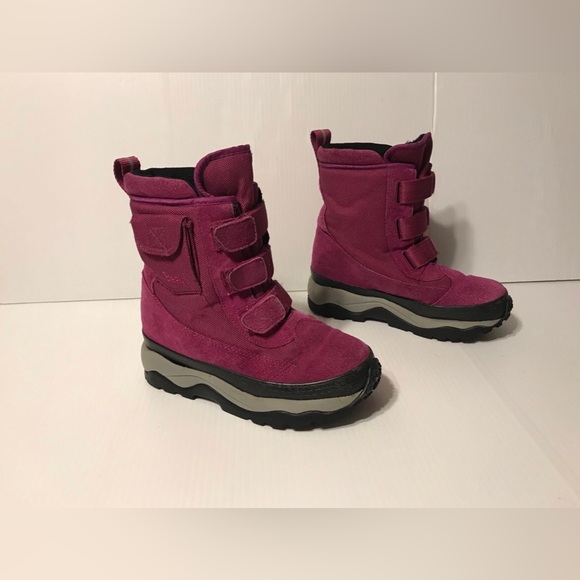 L. L. Bean winter snow boots leather-upper magenta kids girl size 3 - Picture 2 of 10